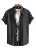 Alternating Striped men's Shirts Summer Minimalist Shirts Beach Casual Style Short Sleeved Shirt Men's Hawaii Vacation Shirt 1