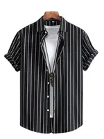 Alternating Striped men's Shirts Summer Minimalist Shirts Beach Casual Style Short Sleeved Shirt Men's Hawaii Vacation Shirt 1