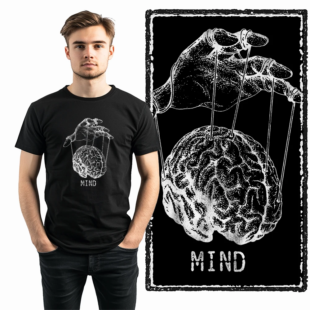 Coolmind ZG021 100 % Baumwolle, große Größe, cooler Mind-Control-Druck, Herren-T-Shirt, Baumwolle, ausgenommen, Grafik, Herren-T-Shirts, Tops, T-Shirts – Detail 3