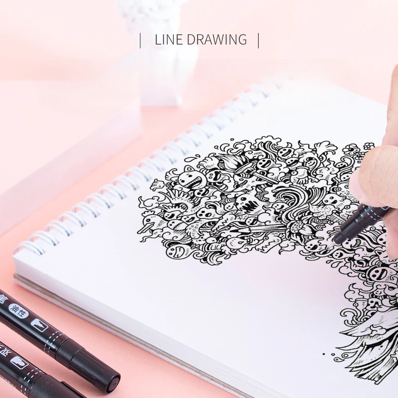 Marker Pen 100pcs Double-head Oily Black