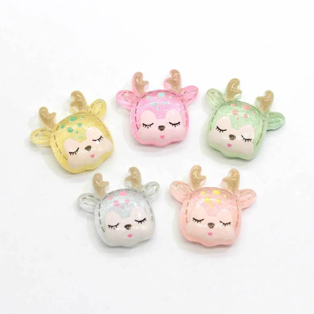 10Pcs/lot Cartoon Animals Ears Flat back Resin Cabochon Scrapbooking Phone Decoration DIY Hair Bows Center Accessories Crafts