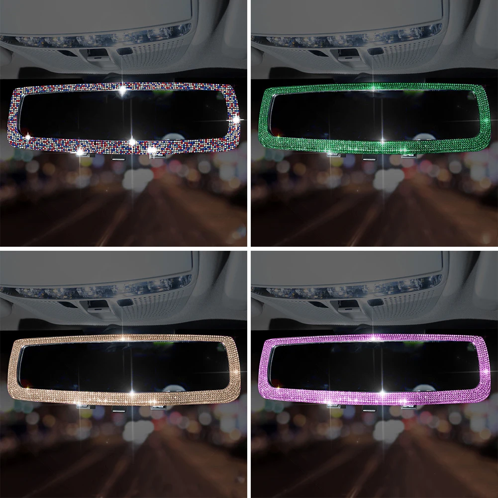 Rhinestone Car Rearview Mirror Charm Bling Rearview Mirror Cover for Girls Pink Auto Accessories Interior for Woman rearview mirror cover