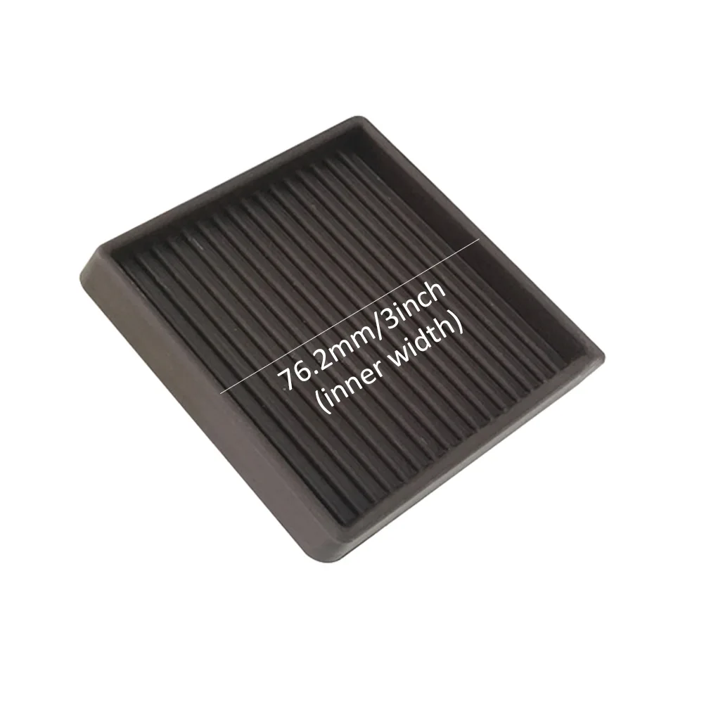 Description Picture 3 of item4pcs Accessories 3 Inch Square Rubber Chair Furniture Caster Cup Non Slip Anti-sliding Scratch Proof Leg Home Floor Grip Table