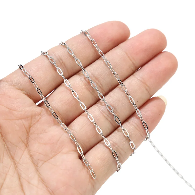 2M Stainless Steel Gold Long Oval Link Chain 2.5mm width Gold Cable Chains for DIY Necklace Bracelet Anklet Making 2 types 3