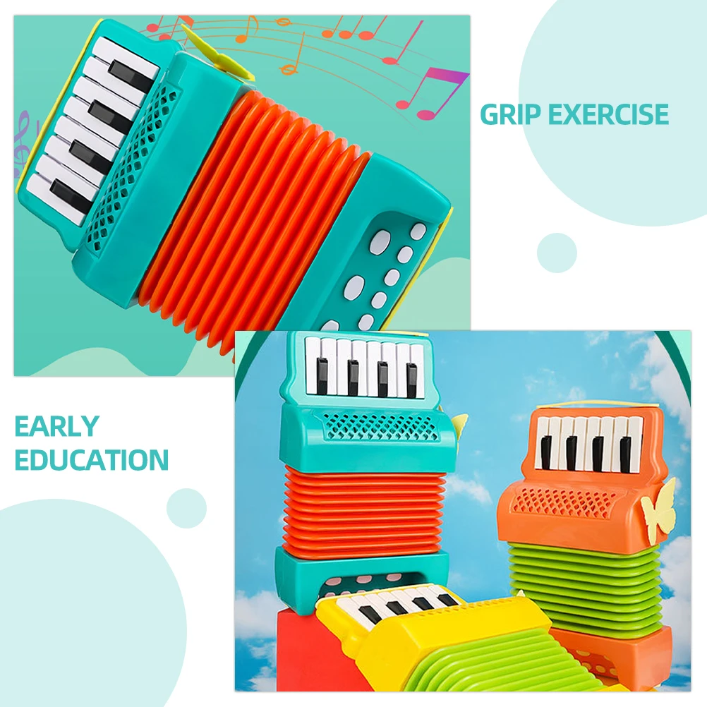 Green Kids Accordion Toy Cartoon Musical Instrument Children Music Enlightenment Grip ExerciseAccordion Kids Instrument
