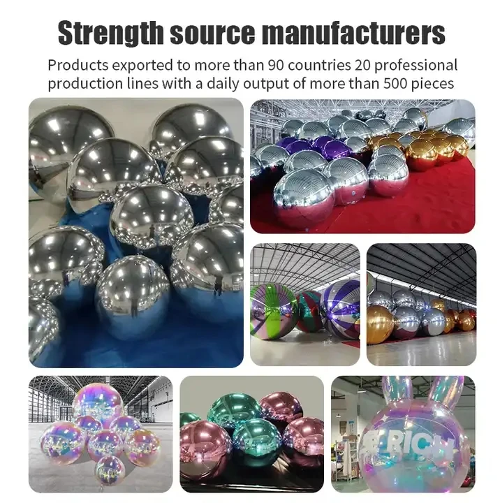 Holographic Gold Inflatable Mirror Ball 50cm Hanging Inflatable Disco Ball Giant Spheres For Events Show Decoration 6