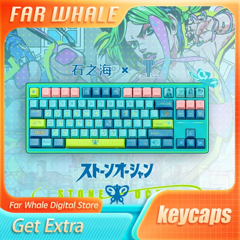 

Jojo'S Stone Ocean Keycap 152key Full Set Pbt Dye Subbed Key Cap Cherry Profile Anime Key Cap For Mechanical Keyboard Gamer Gift