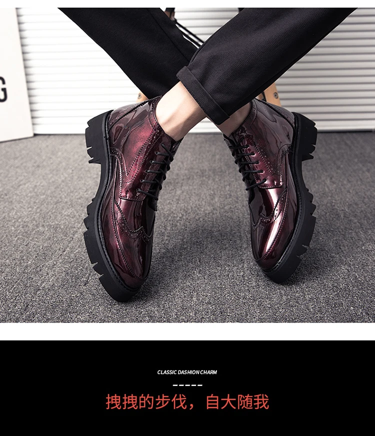 Brogue Lace Up Männer Stiefel Dicke Sohle Leder Schuhe männer Schuhe Stiefel Trendy Schuhe Größe 38-43 – Detail 19