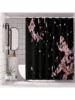 4pcs Modern style printing Shower Curtain Set With 12 Hooks, Anti-Slip Bathroom Mat, U-Shaped Toilet Rug, Bathroom Curtain Set 4