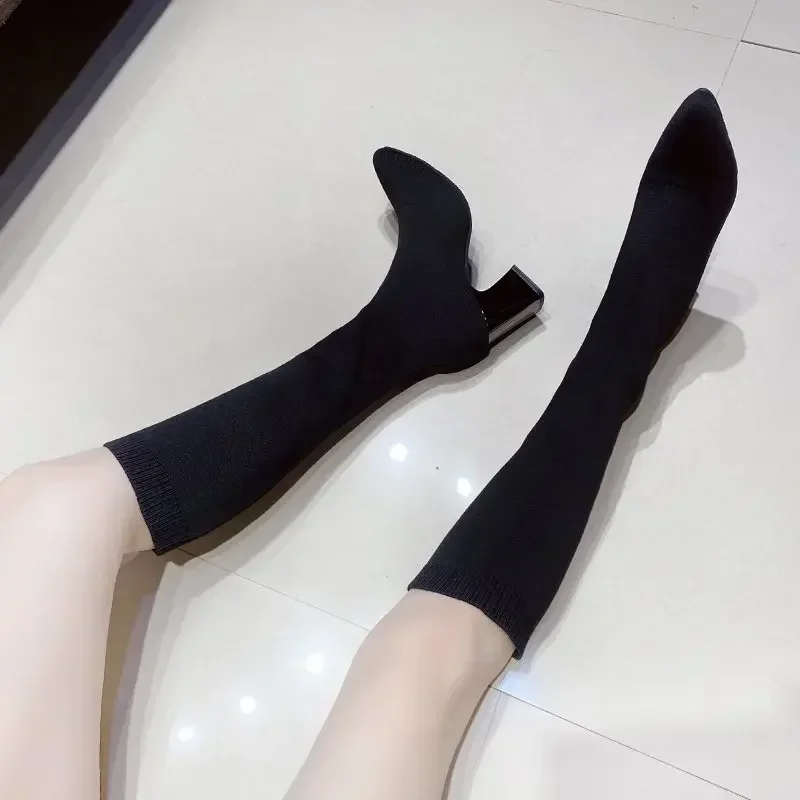 2023 New Woman Long Socks Boots Female Fashion Flat Fashion Shoes for Women Winter Stockings Boot Platform Female  Women Shoes