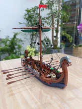  MOC Medieval Military Viking Ship Model Building Blocks Sodiers Figures Boat Bricks Toys MOC-58275 Creative Expert Toys for Boys 