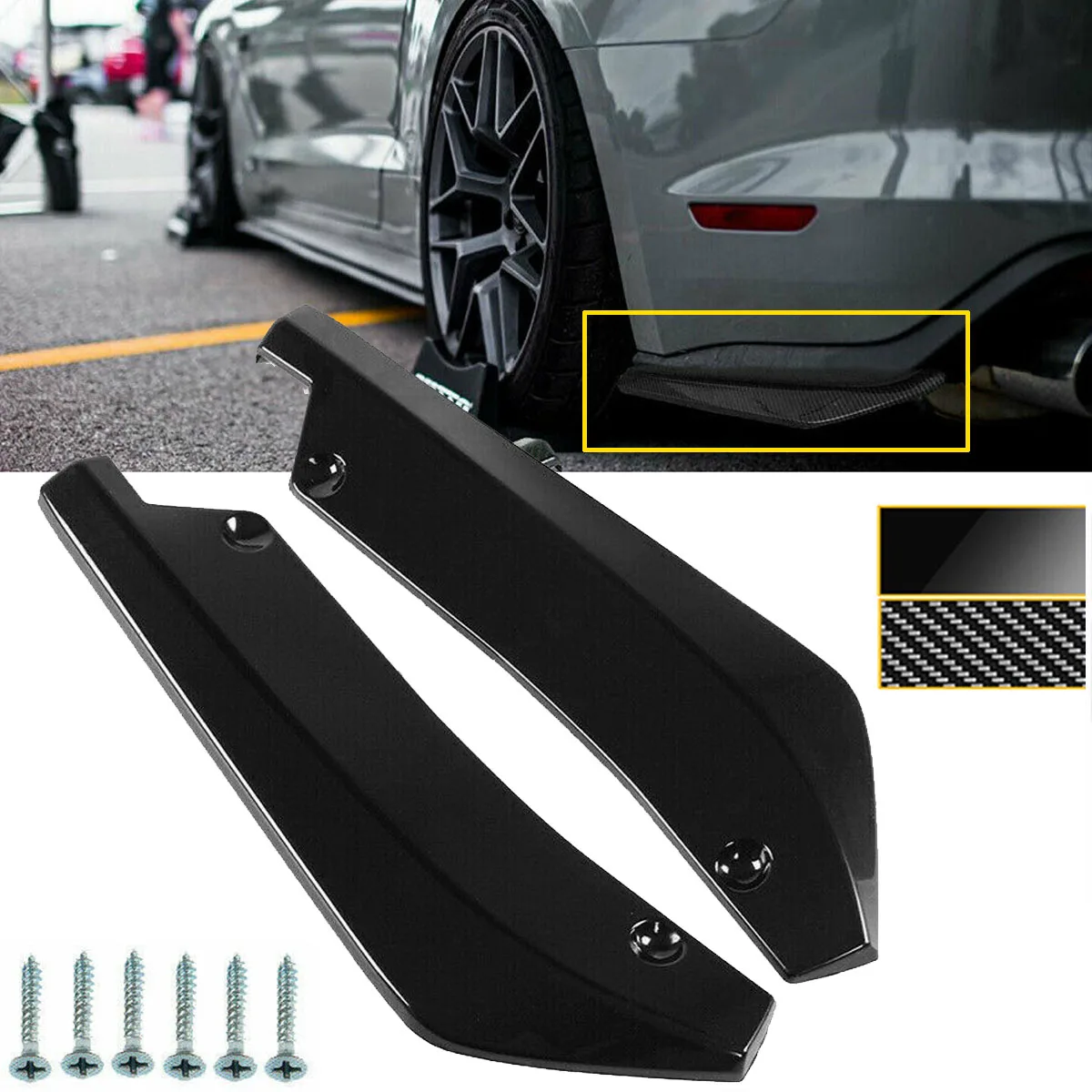 2 Pezzi Splitter Paraurti Posteriore Universale Per Dodge Charger Sxt Srt Challenger 2000-2022 Diffusore Spoiler Laterale Canards Accessori Auto