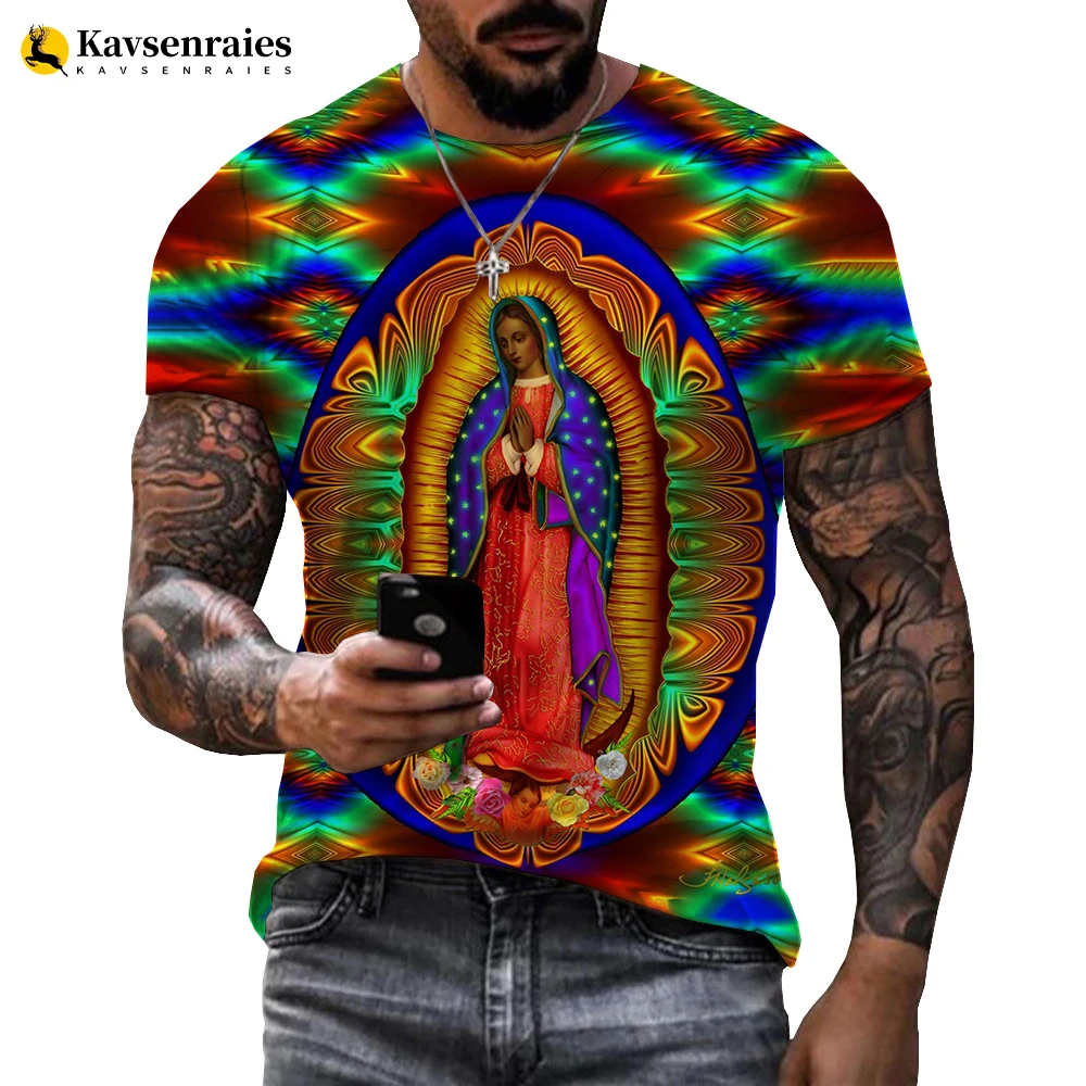 

New Our Lady Of Guadalupe Virgin Mary Catholic 3D Printed T-shirt Men Women Casual Fashion Cosplay Tops Clothes 6XL