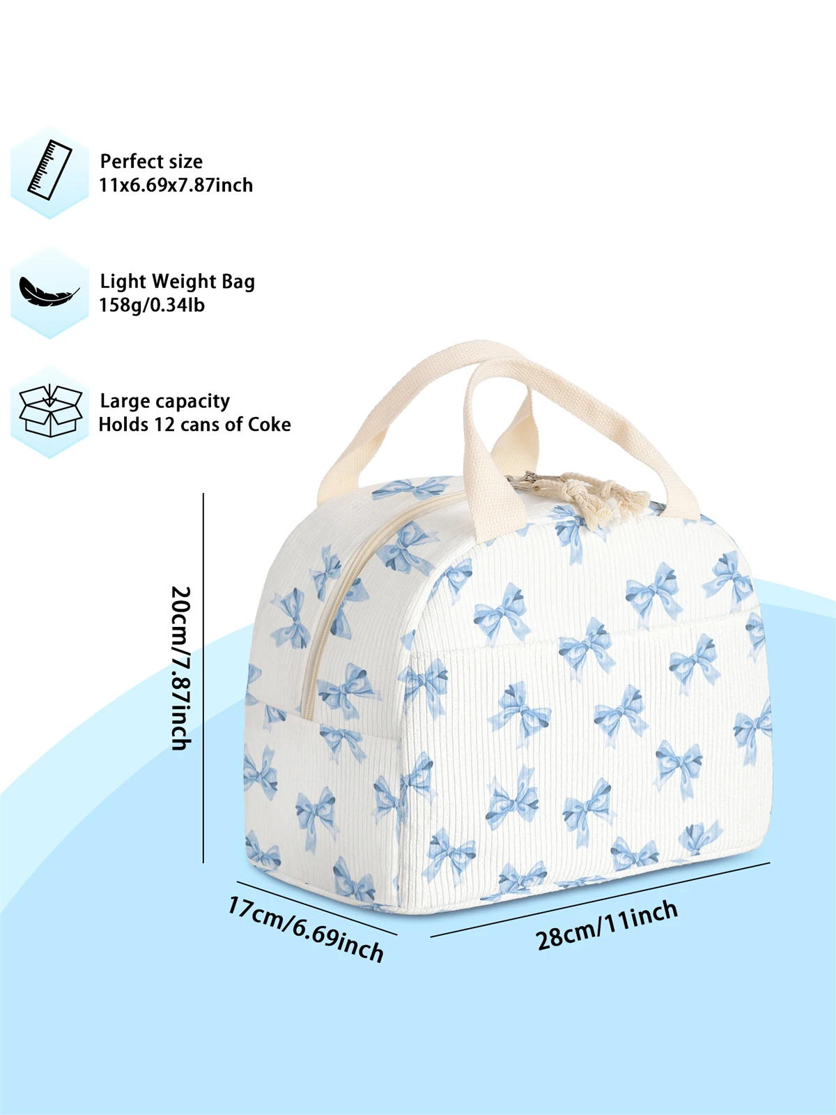 1pc- insulated lunch box bag thickened student portable lunch bag