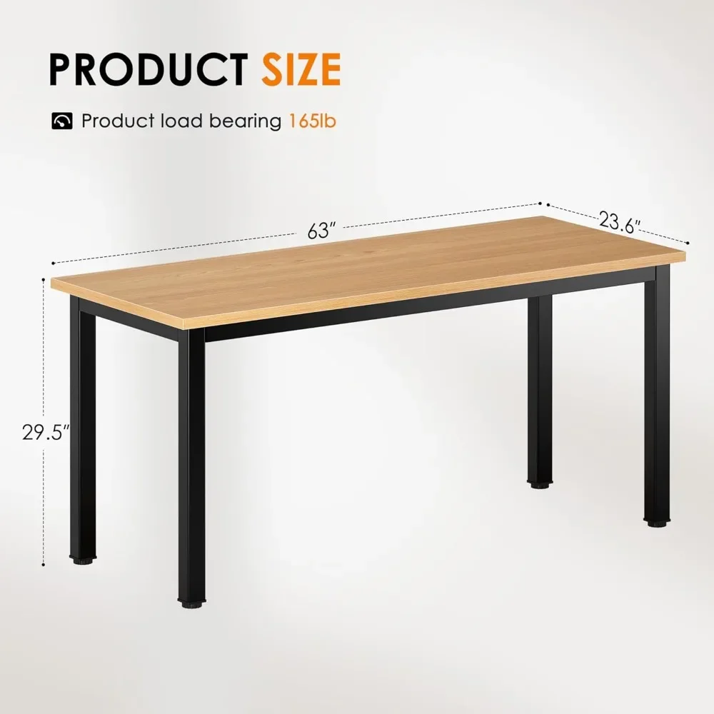 New2025-63 inches X-Large Computer Desk, Composite Wood Board, Decent and Steady Home Office Desk/Workstation/Table, BS1-160TB T