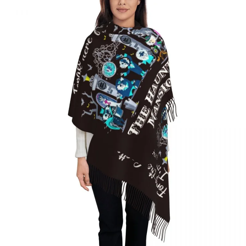 

Customized Print Magic Kingdom Cute Forget Haunted Mansion Scarf Men Women Winter Fall Warm Scarves Dread Manor Shawl Wrap
