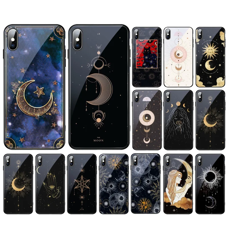 

Witches moon Tarot Mystery Totem Glass phone case For iphone 15 14 13 Pro Max 12 11 Pro Max XS Mobile Phone Case Funda