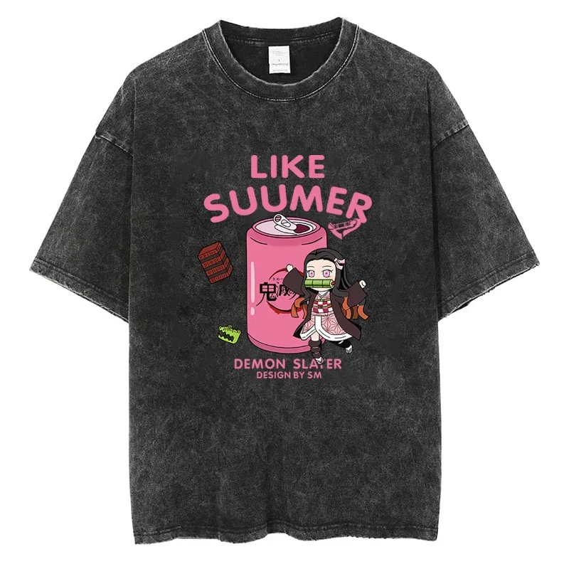 

Demon Slayer Nezuko T Shirt Cute Cartoon Anime Print T-shirt y2k Harajuku Street Casual Unisex Oversized Loose Tees Cotton Tops