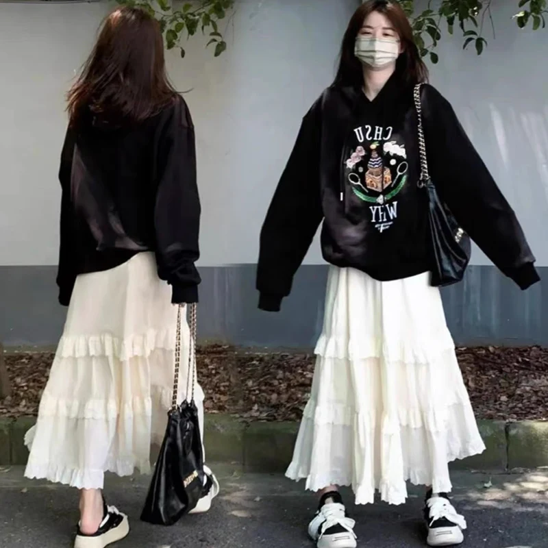 슬리밍 임산부 후드티셔츠 봄 가을 다용도 비출산용 하프 스커트 여성 패션 편안한 폴리에스터