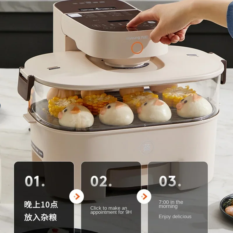 Electric Steamer Jiuyang Foldable Multi-Functional Transparent Steam Box Steam Cage Capacity Multi-Layer Breakfast Machine