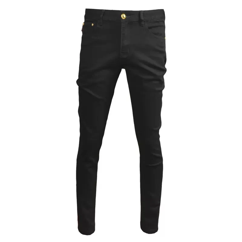 Men's Black Jeans Streetwear Slim Fit Straight Pants Korean Style Fashion Stretch Denim Trousers CP2032