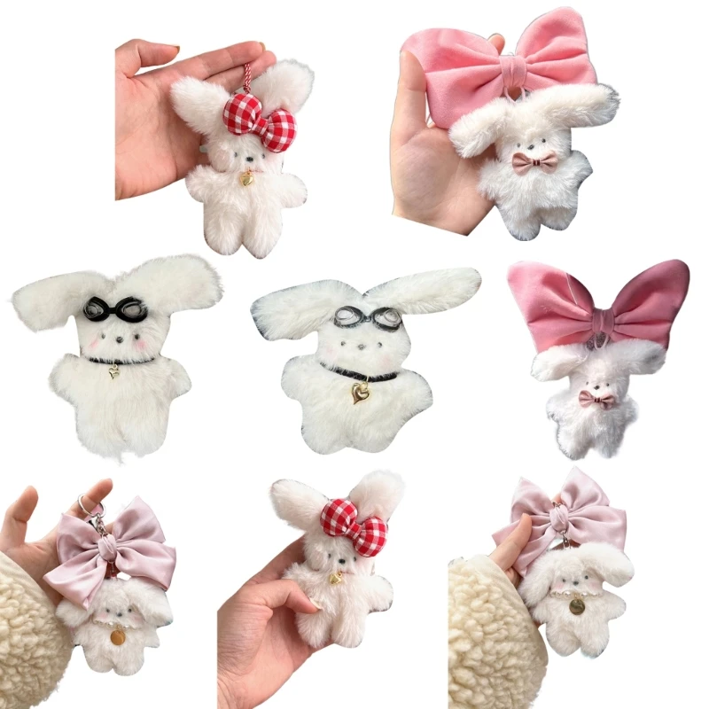 

Handmade Plush Rabbit Charm Keychains Lovely Y2K Ornament Women Car Keyring Backpack Handbag Charm Pendant Keys Holder Dropship