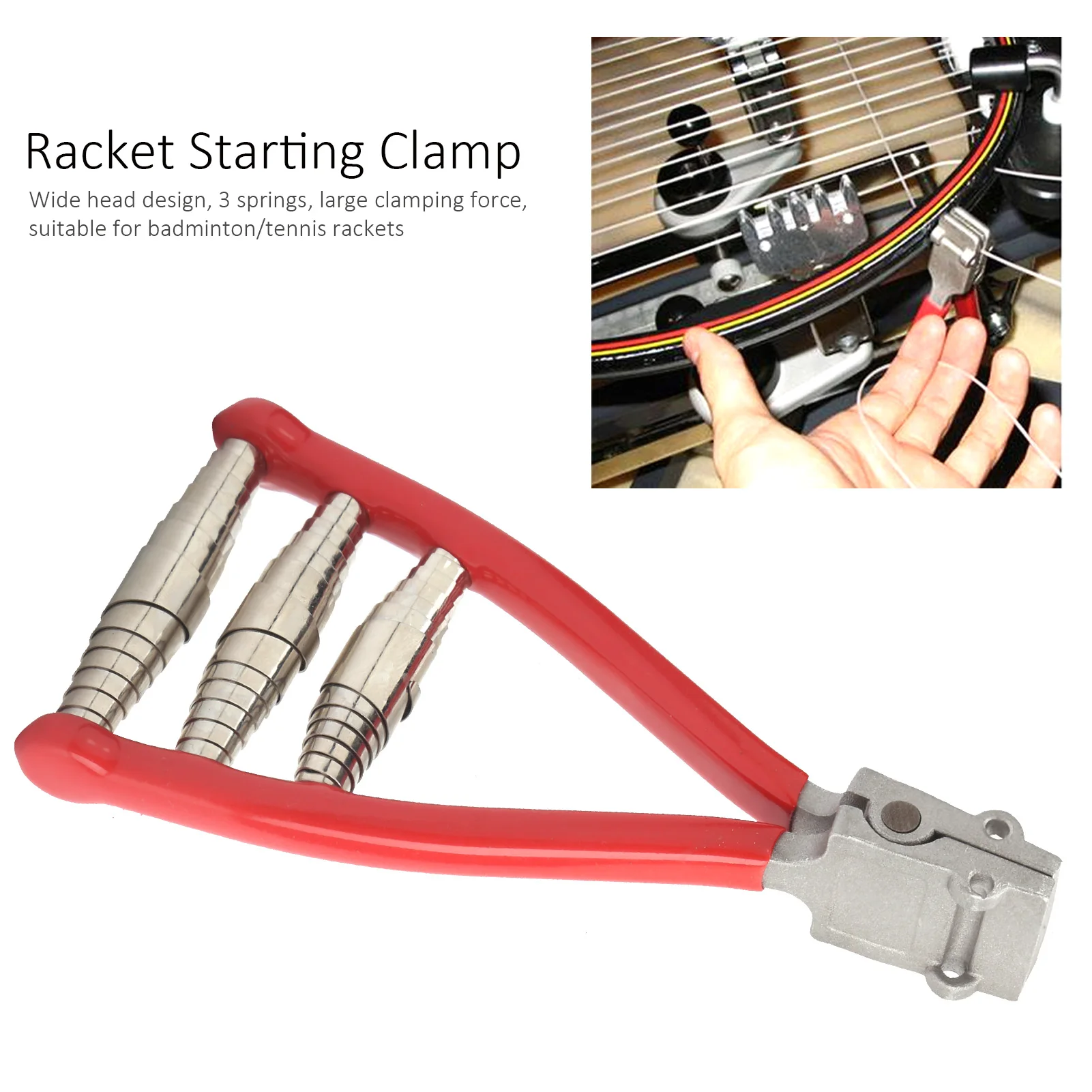 Portable Racket Starting Stringing Clamp 3 Spring Starter Stringing Tool For Badminton Tennis Racket