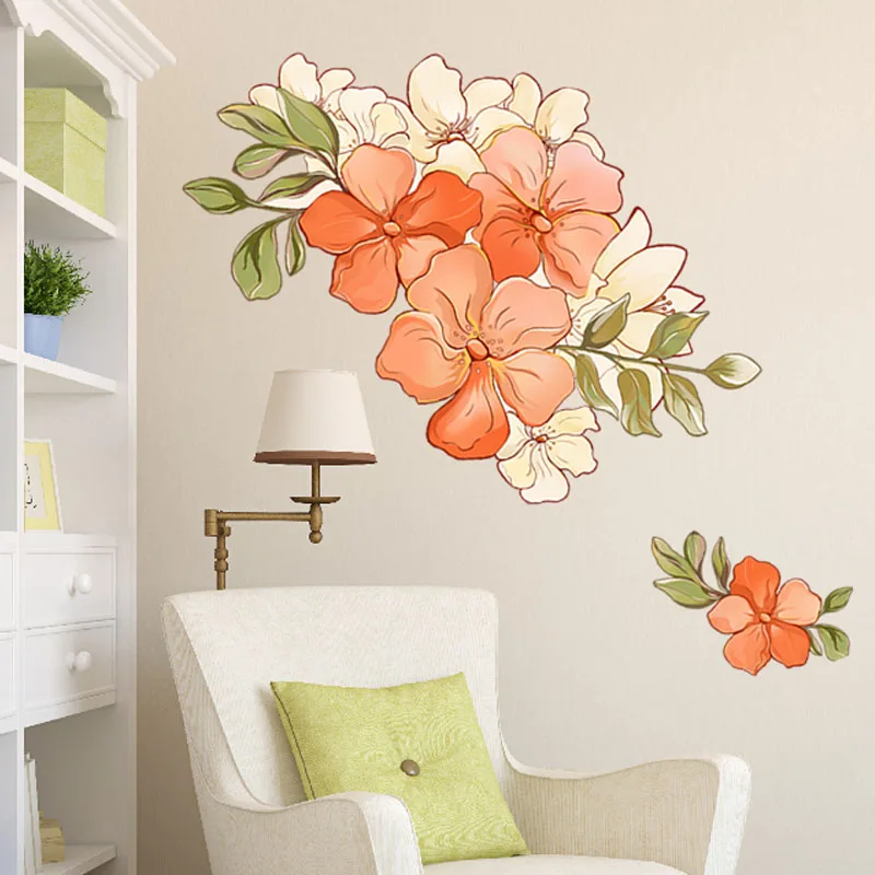 

Декоративные настенные наклейки из ПВХ с оранжевыми цветами
