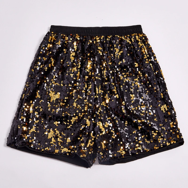 2025 New Elastic Waist Multi-Color Sequin Shorts for Men, Casual Loose-Fitting Trendy Street Style Super Cool Men's Short Pants 6