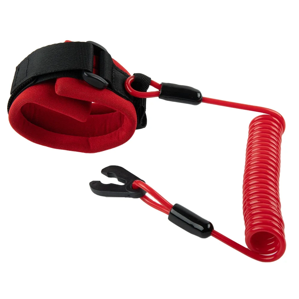 1pc Floating Wrist Lanyard For Kawasaki Jet Ski Durable PU Cord With Aluminum Alloy Buckle motorboat engine stop lanyard