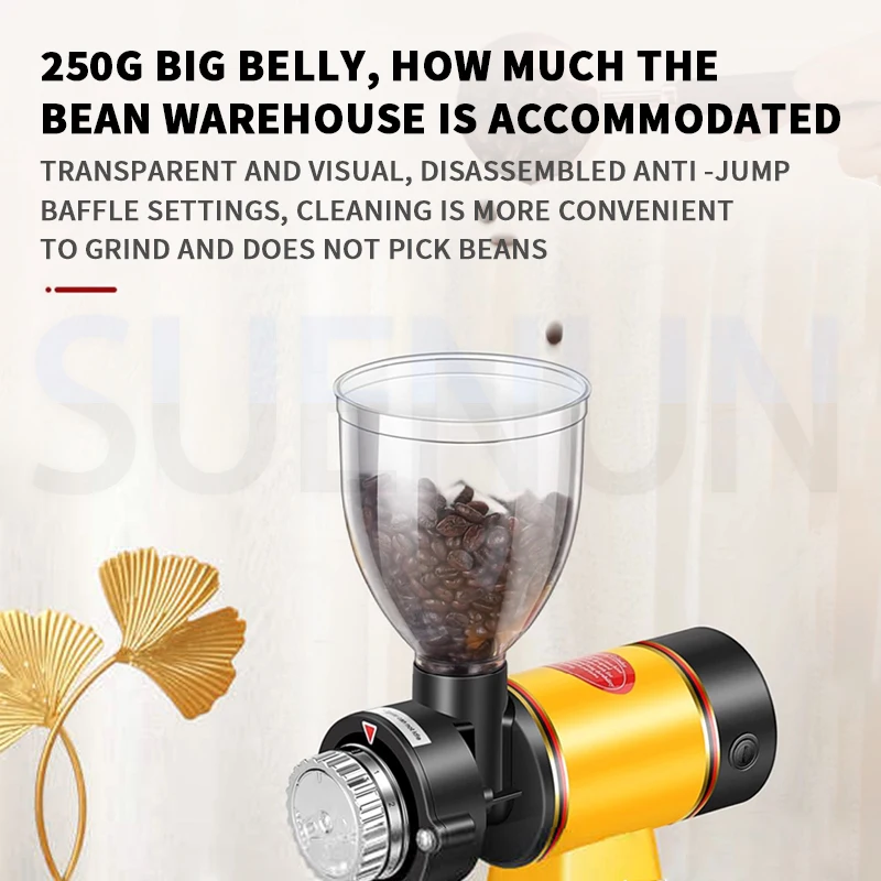 Electric Coffee Bean Grinder Hand-held Grinder Little Flying Eagle Style Grinder Flat Burr Grinding Adjustable Thickness 5