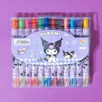 Set di pastelli rotanti Sanrio a 12 colori, pastelli retrattili, per colorare, disegnare e schizzi artistici per bambini.