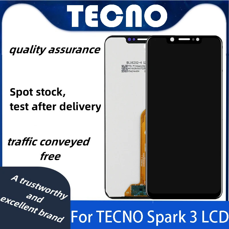 

ЖК-дисплей для Tecno Spark3 Spark 3 KB7 сенсорный экран дигитайзер стеклянная панель Полная сборка Замена