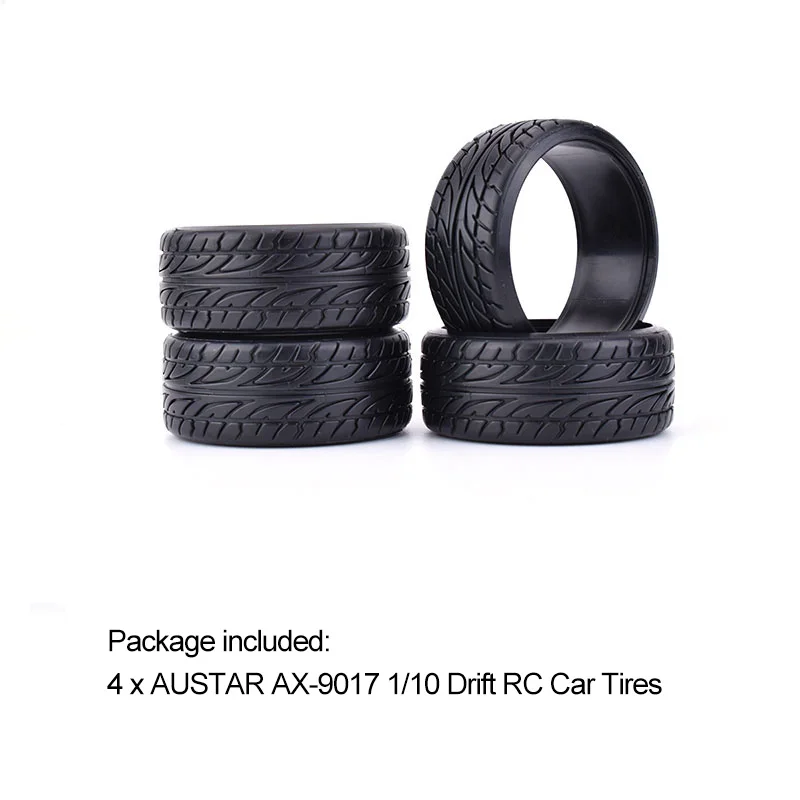 4 Pneus Lisses AUSTAR AX-8002 26mm - Pour Voiture RC 1/10 (HPI, HSP...), Gomme Racing, Plat