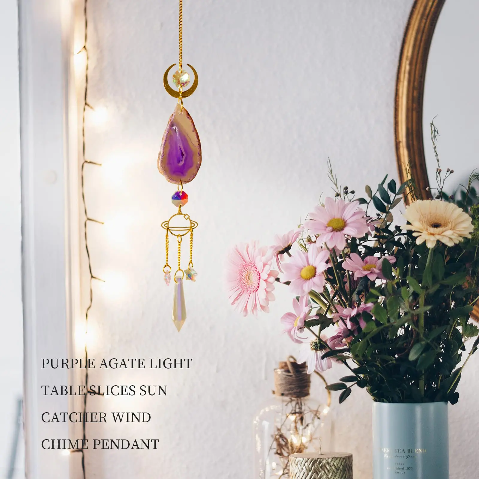 1 Pc Agate Raw Stone Sun Catcher Outdoor Garden Lighting Crystal Prism Ball Pendant Home Decoration Crafts