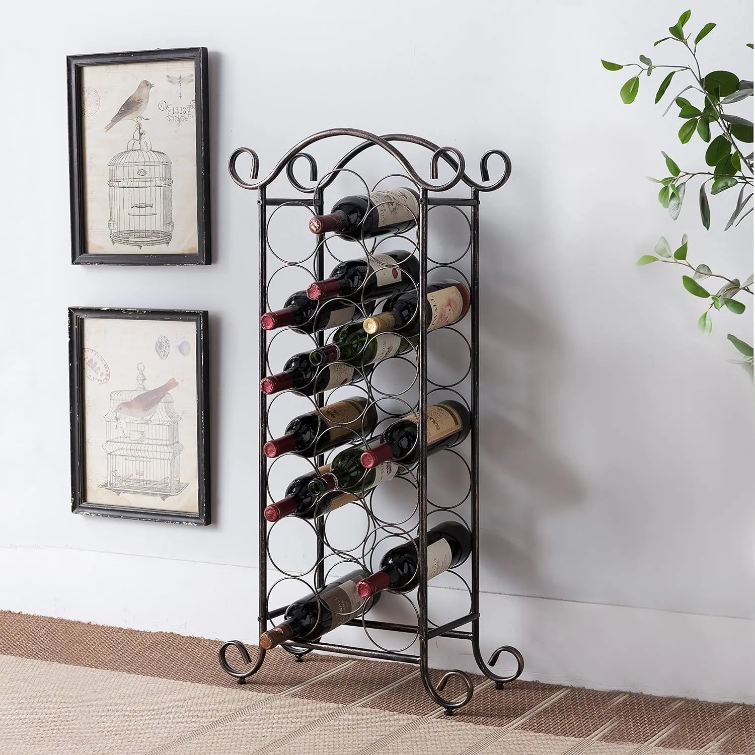

Brushed Copper Floor Freestanding Metal Wine , Wine Bottle Holder Stands - Holds up to 21 Bottles Garrafa de vidro whisky Three