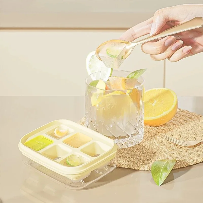 6Grid Silicone Ice Cube Mold Home Refrigerator Ice Box Press with Cover Frozen Ice Cube Magic Tool Food Grade Mini Ice Grid