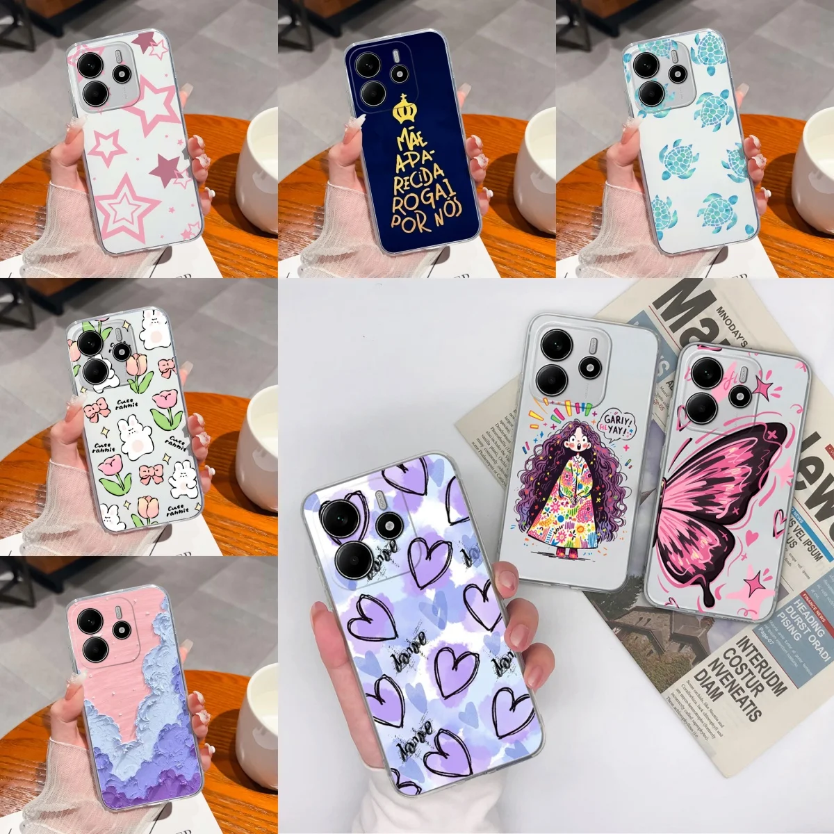 Love Heart Butterfly Transparent Shockproof Anti-Fingerprint Case