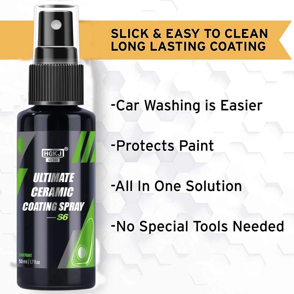 HGKJ S6 Ultimate Car Paint Polish Quick Ceramic Hydrophobic Coating Waterless Wash Spray Paint Sealant Auto Detail Protection car coating spray car coating agent