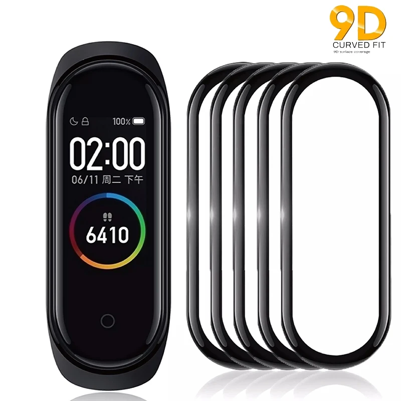 1-5PCS Screen Protectors for Xiaomi MI Band 7 6 5 8 Film Smartwatch Accessories Tempered Glass 9D Full Protective Cover HD Film