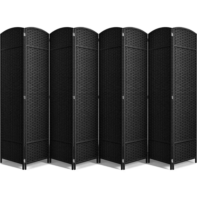 8 Panel Room Divider 6 ft. Tall-Privacy Screen Extra Wide Double Hinged Panels Mesh Hand-Woven Design, room divider screen