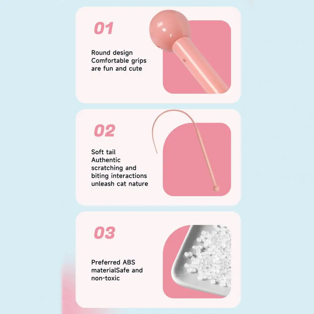 Cat Mouse Tail Toy Cat Teasing Toy Cat Teaser Toys Silicone Mouse Tail Simulato Mouse Tail Sticks Per Pet Playtime For Cats