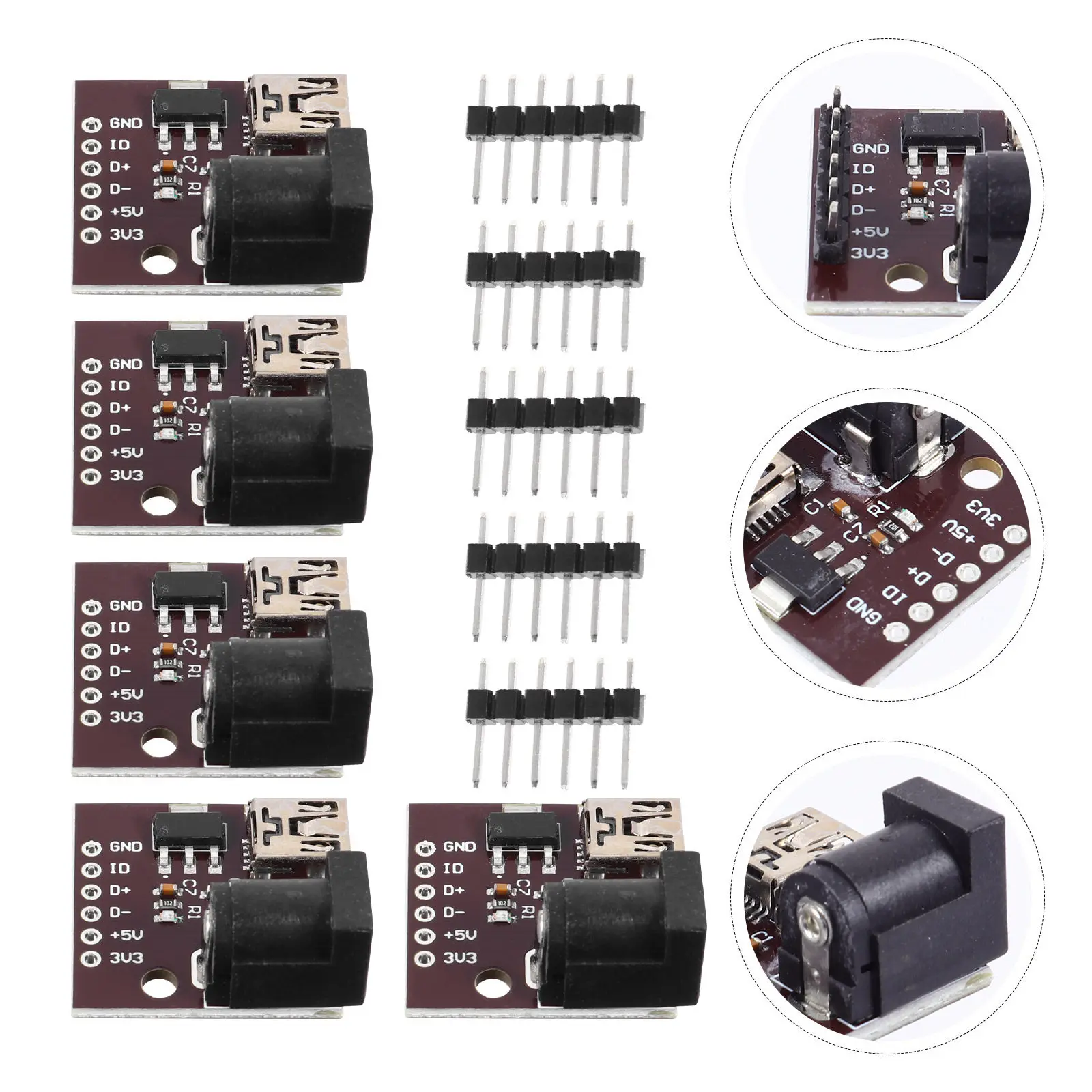 5Pcs USB 충전 모듈 공급 보드 전문 인터페이스 모듈 안정적인 성능 과부하 보호