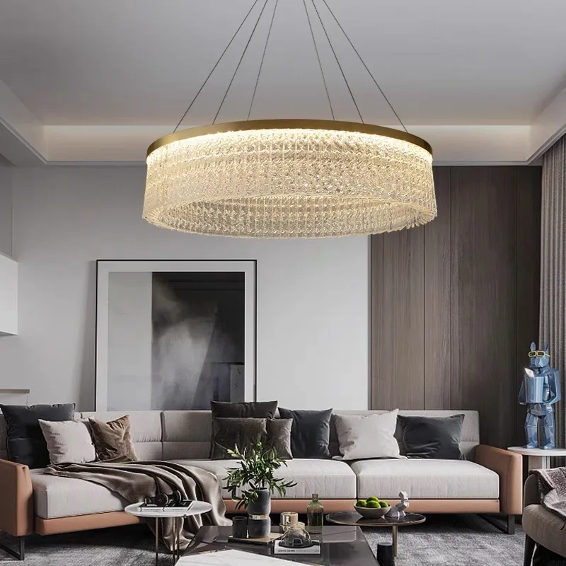 

Luxury Round Crystal Chandelier Living Room Lamp Modern Minimalist Bedroom Restaurant Creative Study Indoor Lighting