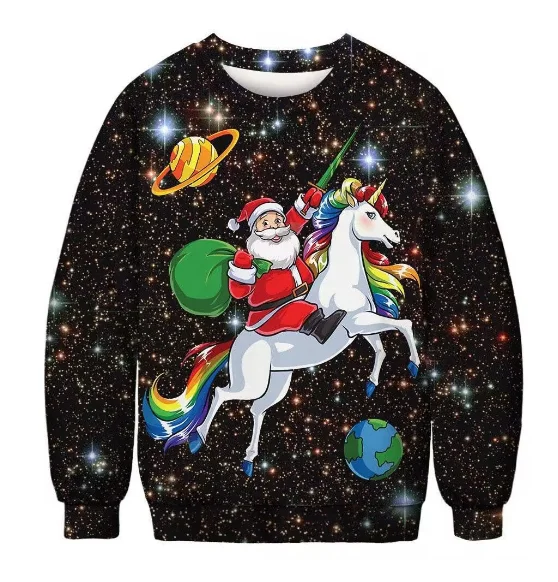 thumbnail image 1 of Suéter feo de Navidad 2024 para regalar, elfo de Papá Noel, divertido suéter de reno de Navidad para hombre, ropa de pareja para vacaciones, 1 of 5