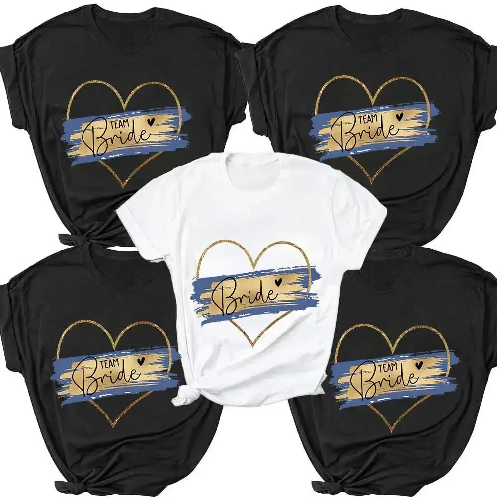 

Team Bride Love Heart Graphic T Shirt Clothes Summer Tee Bachelorette Wedding Party Clothes Short Sleeve Women Tshirt Female Top
