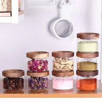 Spice Containers - 8.5oz Glass Spice Jars Stackable Empty Round Spice Bottles for kitchen Seasoning,coffee bean,tea,suger,herbs 2