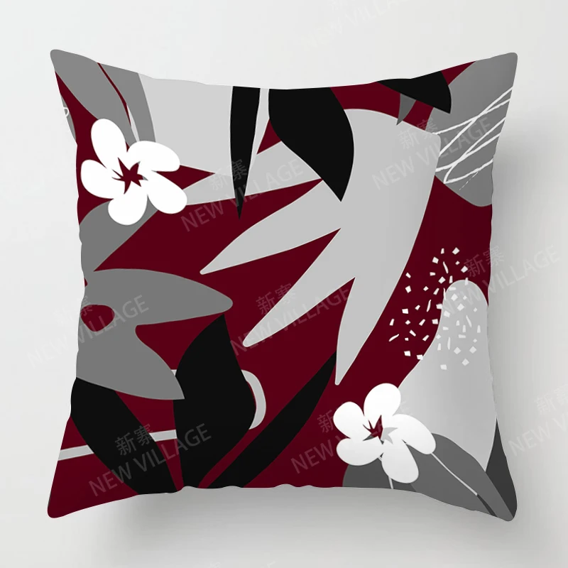 Leaf Personalized Design Red Cushion Cover Home Decor Throw Pillow Cover Living Room Sofa Decoration