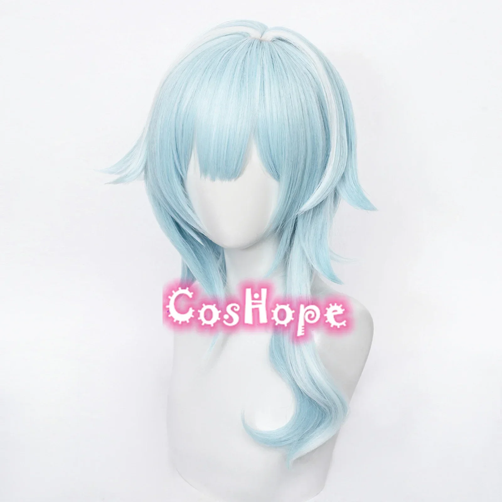 Cosplay Prop Eula Cosplay Wig Women 48cm Short Wig Blue White Cosplay Anime Wigs Heat Resistant Synthetic Wigs Halloween