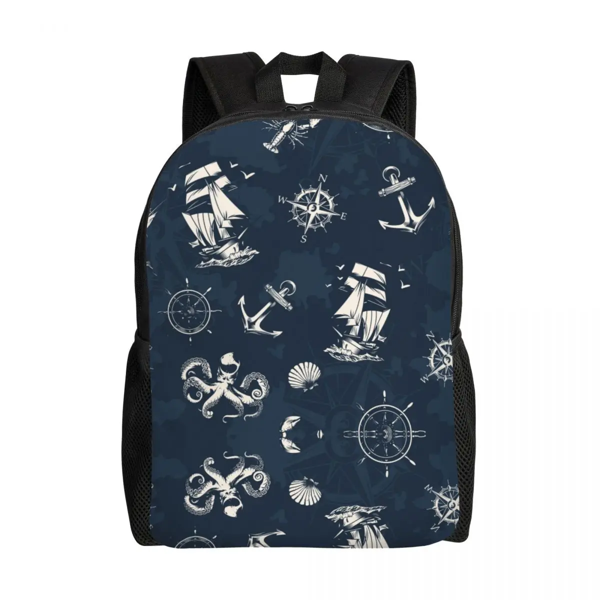 

Vintage Nautical Symbol Backpacks for Women Men College School Student Bookbag Fits 15 Inch Laptop Sailor Anchor Compass Bags